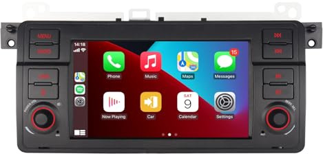 Afrfamma Autoradio para BMW E46, Wireless CarPlay Android Auto Radio de Coche Doble DIN Radio del Vehículo con 7 Pulgadas GPS Navegación IPS Pantalla Táctil, Bluetooth/FM/Am Radio/USB/EQ