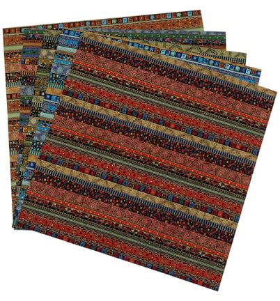 PHENOFICE 5blätter Quiltstoffe Farbige DIY-Stoffe Bedruckter Bastelstoff Ethno-Stil Stoffe Für Heimwerkerarbeiten Kissen Vorhänge Kleidung Taschen Polster Decken