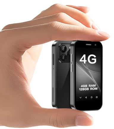 ZOKOE Mini-Kindermobiltelefon, 3-Zoll-Bildschirm, 2000 mAh, 2,0 + 5,0 Megapixel, Gesichtserkennung, 4G Mini-Handy (schwarz,4GB+128GB)
