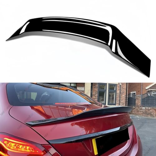 WheelX Rear Spoiler Compatible with 2008-2014 Mercedes Benz W204 C-Class, R Style Duckbill Fits for C180 C200 C250 C300 C350 C63 4-Door Sedan, Trunk Splitter Tail Deck Lid Wing Lip (Glossy Black)
