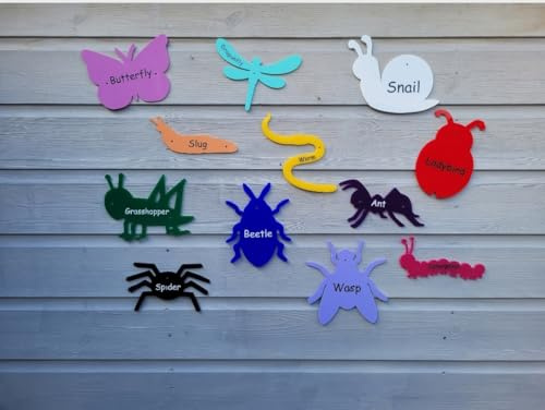 Garden Bug Signs for Outdoor Learning, Acrylic Sensory Insects, Bug Hotel Decorations