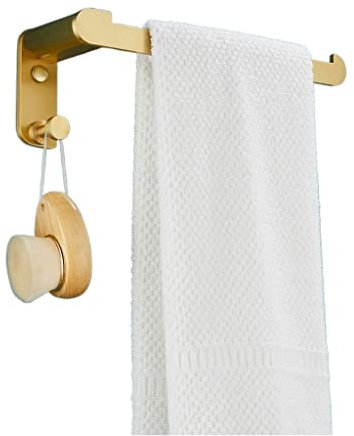GOOPEEG Handtuchablage Bad Gold Badetuchstange mit Haken Wandmontierter Handtuchständer gebürstetes Raum Aluminium Küchentuchhalter Lagerregal Home Handtuchleiter für Dekoratives