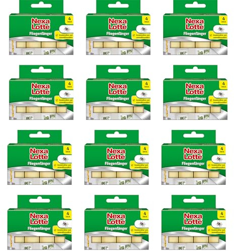 48 Stück Nexa Lotte Fliegenfänger Großpackung 12x4 Fliegenfänger