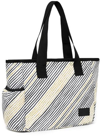 Nanxson Bolsa isotérmica para mujeres Hombres Fiambrera reutilizable Nevera impermeable Tote (7L,A-Línea Negra)