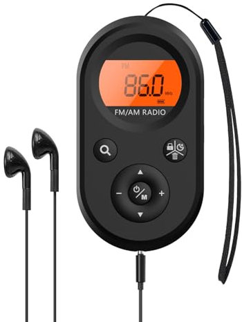 UMUTOO AM FM Radio, Rechargeable Transistor Radio,Portable World Receiver Radio with Excellent Reception, Sleep Timer, Headphone Lanyard for Travelling, Camping