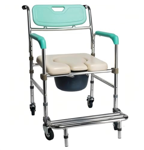 SAYEYBU Chaise PercéE, Fauteuil Roulant De Douche 3 en 1, avec SièGe Amovible Et Rembourré, Chaise De Douche Roulante éTanche, pour Personnes âGéEs Et HandicapéEs,A