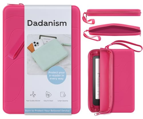 Dadanism 6-7 Inch Silicone Clutch for 7 Kindle Paperwhite and Kindle Colorsoft Signature Edition, 6 K-indle, Kobo, Nook E-Reader, Anti-Dust Coating Multi-Purpose Bag for Phone, Wallet, Raspberry