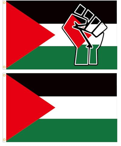 2 Drapeau Palestine 150 x 90 cm, Drapeaux Palestine, Drapeau Palestinien Grand, Drapeaux Palestiniens avec 2 Oeillets Métalliques, pour Exterieur Hampe et Supporters