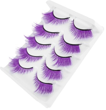 LIFKOME Lot De 5 Paires De Faux Cils Synthétiques Cils Artificiels Et Fins Aspect Naturel Pour Fête DIY Violet