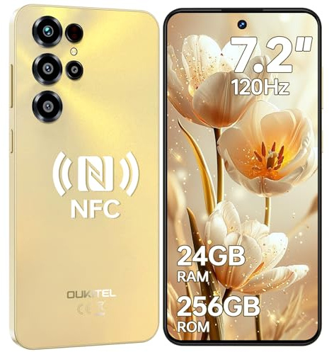 OUKITEL C68 Smartphone Ohne Vertrag, 7,2 Zoll 120Hz Display, 24GB RAM+256GB ROM Handy Ohne Vertrag, 6000mAh, 64MP Smartphone, Android 15 Simlockfreie Handys, Dual SIM 4G/NFC/GPS/Face ID/Fingerabdruck