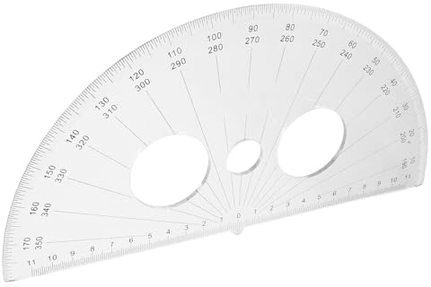 Housoutil 180 Degree Half Circle Math Protractor, Plastic Angle Measuring Tool for Students and Engineers, Protractor for Drawing and Notebook Margins