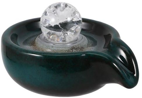 POPETPOP Accessoire de Fontaine en Céramique pour Jardin, Sortie d'eau Cascade Décorative Boule Cristal Vert Paon, Pièce Unique pour Décoration Extérieure et Fontaine D'intérieur