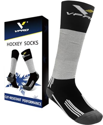 VPRO Hockey Ice Skate Socks with Grip Sole and Anti Laces Bite Protection