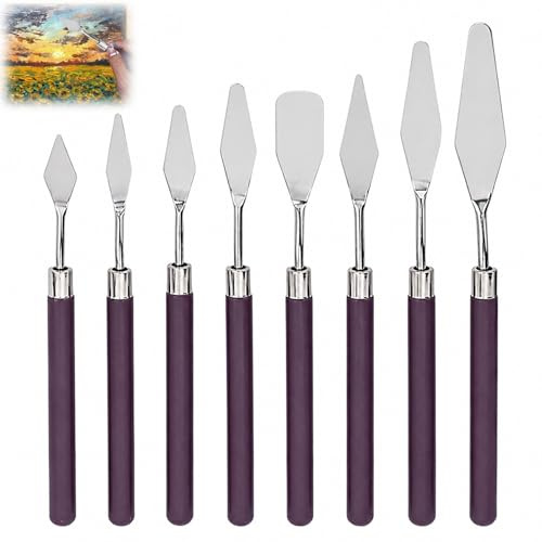8 spatole per pittura acrilica, spatole piccole, coltelli per colori acrilici, set di coltelli da pittura, accessori per pittura acrilica, accessori per pittura acrilica, pittura a olio