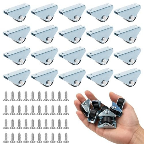 20 Stück Rollen für Möbel 15mm Mini Möbelrollen Lenkrollen Klein | Kleine Rollen für Möbel mit 40 Schrauben,Mini Leise Bockrollen Laufrollen für Werkzeugkisten DIY