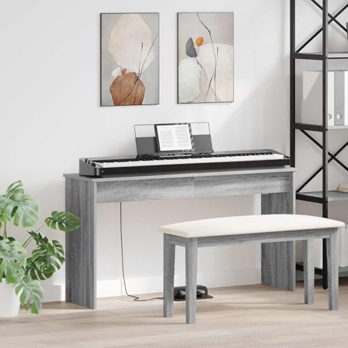GeenYuu Klavierständer Graues Sonoma 120 x 32 x 64 cm Holzwerkstoff stabil rutschfest Keyboard Ständer Tisch Halterung für Piano Synthesizer Epiano Studio Bühne
