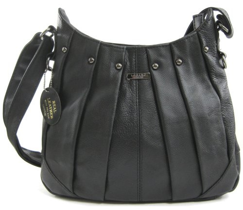 On Trend Ladies Leather Handbag Bag Latest Style - Black, Brown, Tan or Red (Black)