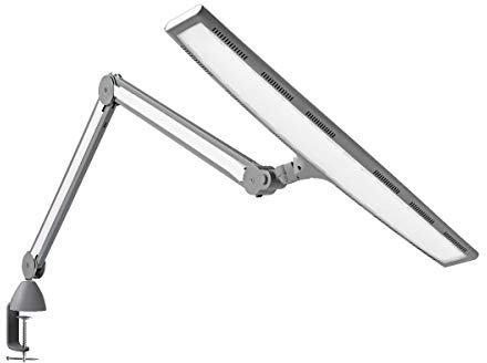 Daylight Company Luminos LED Task Lamp: 6000K, 4500 Lux, 3 Brightness Levels, Extra-Wide Light Spread, 112cm Long Reach Arm for Desks & Workbenches, High CRI 95+, White