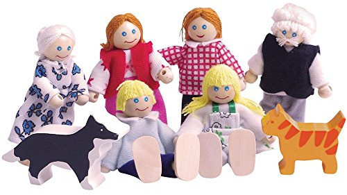 Bigjigs Toys Heritage Playset Wooden Doll Family - Dollhouse Figures