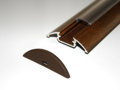 Profilo in alluminio per strisce LED/nastri LED P4, finitura legno WENGE, copertura trasparente, set con due tappi, lunghezza: 1 m / 100 cm / 1000 mm