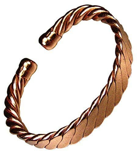 The Online Bazaar Magnetic Men's Heavy Flattened Copper Bracelet