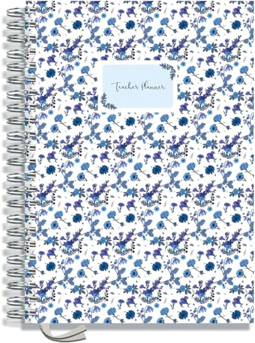 Teacher Planner 2026-2027 by Pirongs A4 5 Lesson - Blue Flower Edition