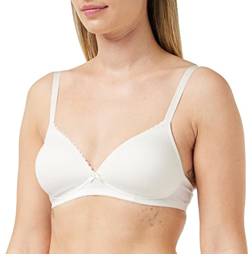 Nur Die Traumweich Bügelloser BH besonders weiche Modal-Faser gepaddete Cups für einen natürlichen Push-Up-Effekt zarte Spitze Damen, Offwhite, 85B