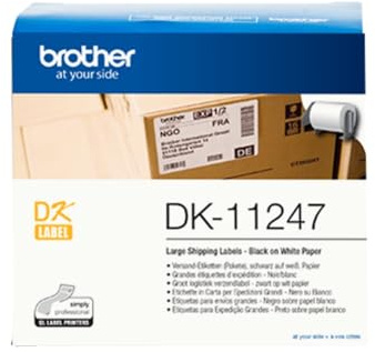 Brother DK-11247 Label Roll, Large Shipping Labels, Black on White, 180 Labels, 103.6mm (W) x 164.3mm (L), Brother Genuine Supplies