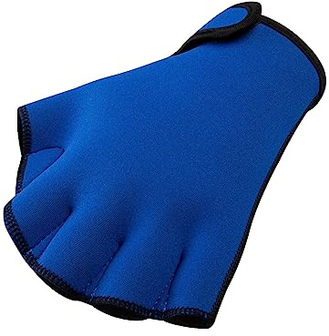 FitsT4 Sports Aqua Gloves Webbed Paddle Swim Gloves Fitness Water Aerobics and Swimming Resistance Training Gloves for Men Women Children Royal M