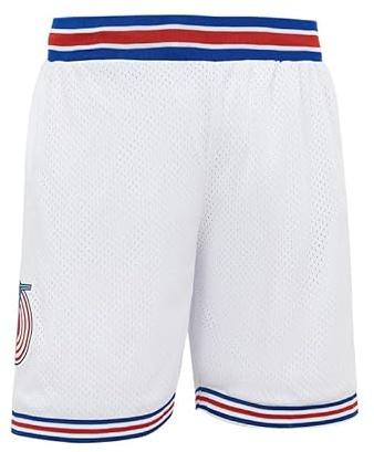CNALLAR Boys Space Movie Basketball Shorts Kids Sport Shorts White/Black XS-XL, White, Large