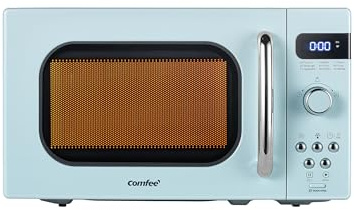 COMFEE' Retro Small Microwave Oven With Compact Size, 9 Preset Menus, Position-Memory Turntable, Mute Function, Countertop Microwave Perfect For Small Spaces, 0.7 Cu Ft/700W, Green, AM720C2RA-G