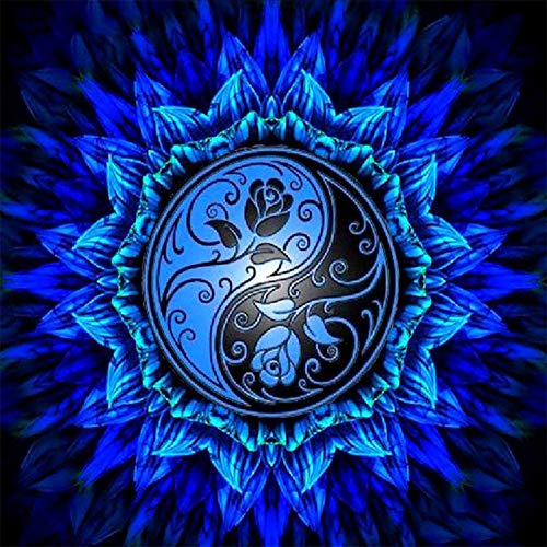 5D Diamond Painting Diamant Malerei Painting Bilder, Wowdecor Mandala Yin und Yang Blaue Rose Full Set Groß DIY Diamant Gemälde Malen Nach Zahlen