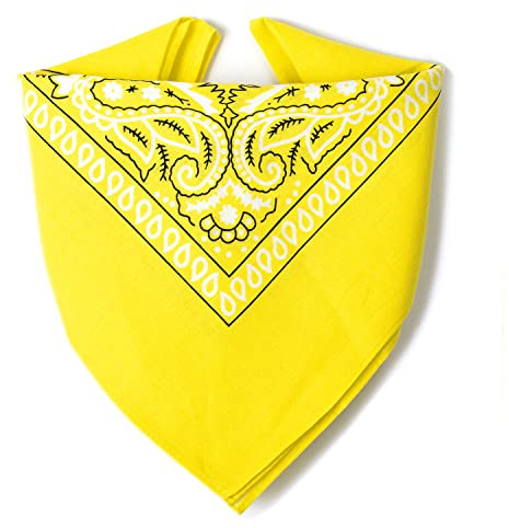 ... Karl Loven bandana, överlägsen tjocklek - Hållbar bomull - 20 exklusiva färger - Paisleymönster, gUL, one size