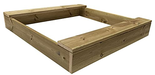 CLAMARO Sandkasten Basic 80 x 80 cm, Fichte Massivholz 26 mm, 2 Sitzbänke | Verzinkte Schrauben, abgerundete Kanten, Bausatz zur Selbstmontage, unbehandeltes Holz, Made in Germany