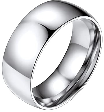 PROSTEEL Anillo Hombre Plata 8mm Ancho Acero Inoxidable Plateado Anillos de Compromiso Boda Alianza Tamaño 12 Joyas para Mujeres Hombres Parejas