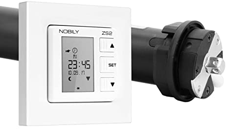 NOBILY Profi-Set Rollladenmotor PE5 mit einer Zugkraft von 50Nm / 115kg, mit elektronischer Endabschaltung inkl. NOBILY Rollladen Zeitschaltuhr ZS2 ultraweiß