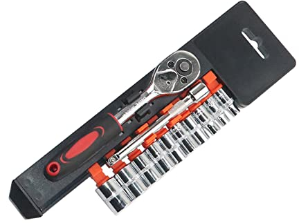 YEBOCIYO Ratschenschlüssel Set 12 Pcs Steckschlüsselsatz 1/4 mit Ratschen Sechskant Bit Einsätze und Adapter Verlängerung Umschaltknarre aus CR-V für Handwerker, Mechaniker, Reparatur