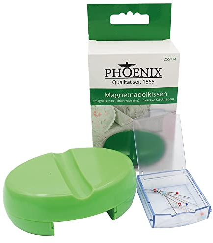 Phönix Nähzubehör Magnetisches Nadelkissen Magnetnadelkissen mit Stecknadeln (Grün)