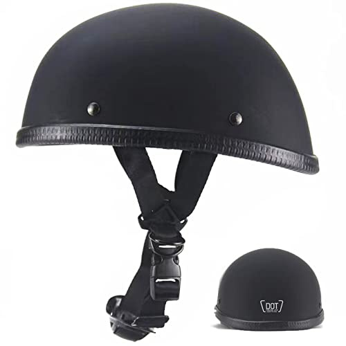 Motorcycle Half Helmet, DOT Approved Adult Men Women Retro Open Face Helmets, Half Shell Helmets for Adults(Matte Black, Small)