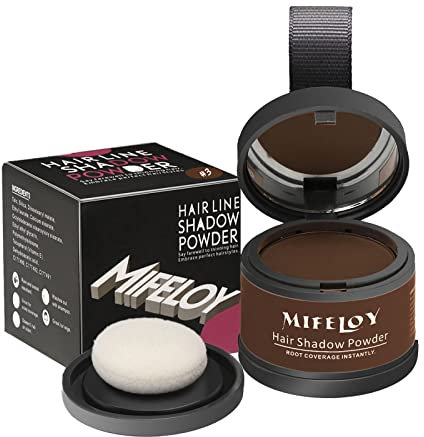 MIFELOY Root Touch Up Powder, Cover Up Hair Color for Grays, Root Coverage for Women, Men Roots Concealer for Beard Line Eyebrow, Instantly Shadow Powder for Thinning Grey Hairline, Dark Brown