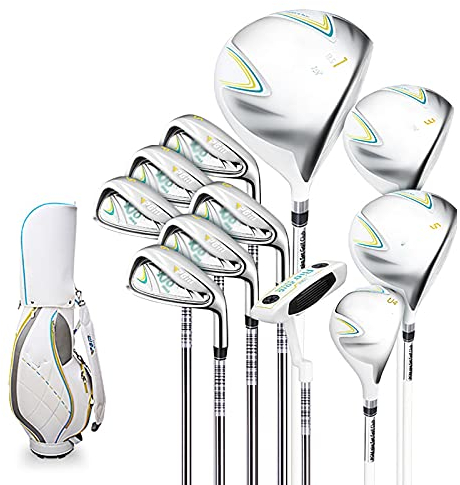 AEWFRRV Kvinnor Kompletta Högerhänta Golfklubbor Set, 11 Klubbar, Inkl. Stativväska