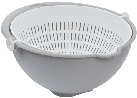 keeeper 2-in-1 Schüssel und Sieb, Groß, Spülmaschinengeeignet, Stella, Nordic Grey (Grau)