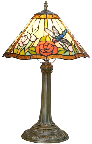 12 Libelle Tischlampe Tiffany-Lampe Buntglaslampe Libellenschirm Schlafzimmer Nachttisch Lesen Schreibtisch Nachtlicht Für Liebhaber Mädchen Nachttisch Wohnzimmer Dekor Büro W12 XH19,O