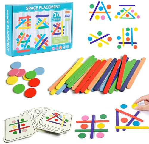 Holzpuzzle für Kinder, Montessori Spielzeug Kleinkinder Geometrische Formen Puzzle, Punkte und Linien Puzzle kinderspiele Kreativ Geschenk für Mädchen Junge 2 3 4 Jahre
