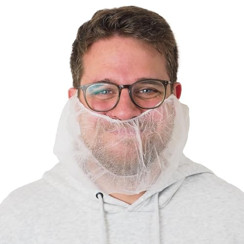 100x ARNOMED® PP-Bartnetz, Einweg Bartbinde Weiß, Bart Netz 52 cm | Barthaube mit elastischem Gummizug, Bartschutz 10 g/m², Bartschutz Maske lebensmitteltauglich, Bartschutz Hygiene, Beard Mask