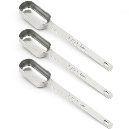 BERYLER 3PCS 1 Tablespoon Single Measuring Spoon, Stainless Steel Individual Spoons, Long Handle Spoons Only 1 tbsp(15 ml)