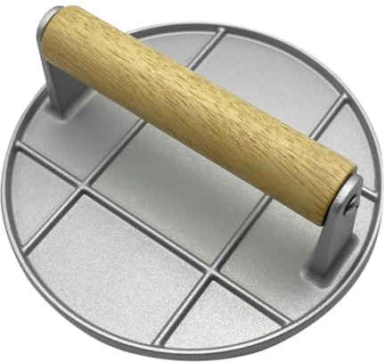 COLLBATH Presse à Steak Haché Alliage Aluminium avec Moule Antiadhésif Et Manche Bois Outil Pratique pour Cuisine