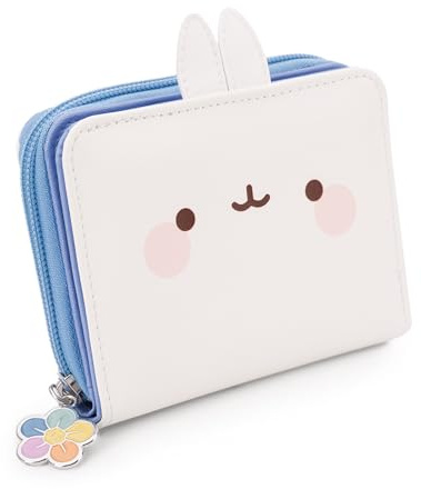 Billetera Molang con Orejas 2D 12x9,5cm Blanco - Juguete Hecho de Suave Tejido Peludo para abrazar y Jugar, para niños y Adultos, Gran Idea de Regalo