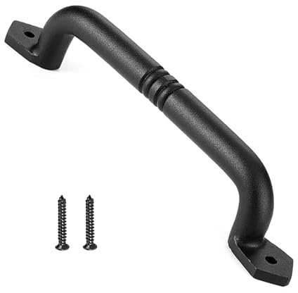 Joyan 1 Stück Türgriffe Schwarz, Scheunentor Griff, Schiebetür Griff Gusseisen, für Holztore, Garage und Scheunentüren, Gesamtlänge 229 mm