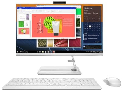 Lenovo IdeaCentre AIO 3i (Gen 7) 24-Inch FHD All-in-One Desktop PC (Intel Core i3-1215U, 16GB RAM, 512GB SSD PCIe M2 NVMe, Intel UHD Graphics, Windows 11) - White